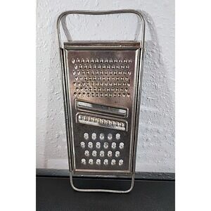 Vintage EKCO USA Silver Metal Shredder Grater Slicer - Rustic Farmhouse Decor